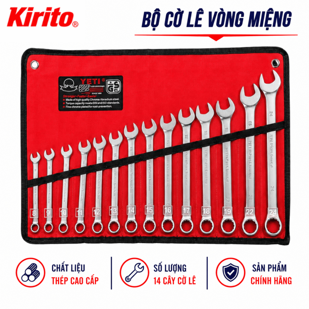 Bộ Cờ Lê Vòng Miệng 14 Chi Tiết Zeti 8-24mm / 8-32mm - Cờ Lê Zety Thép CRV Cao Cấp, Chống Gỉ