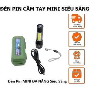 Đèn pin mini siêu sáng cầm tay cắm trại câu cá du lịch có zoom chống nước