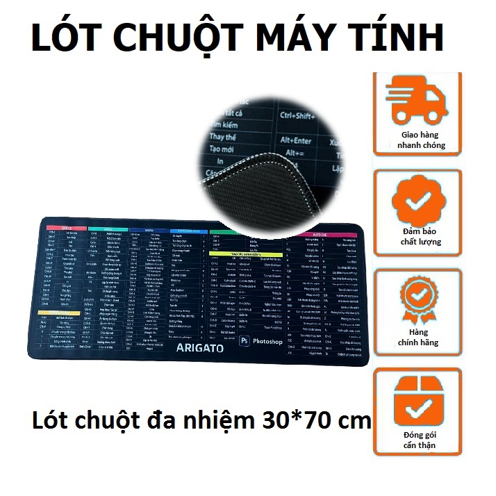 Lót chuột in phím tắt Excel, MS-Office, Photoshop, Word, Pad Mouse , Các Phím Tắt Chuột đa năng