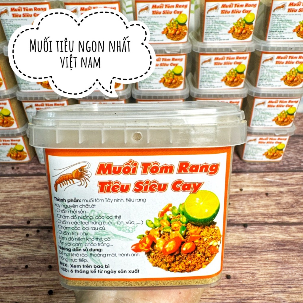 Muối tôm rang tiêu lá chanh siêu cay 250g chấm hải sản, các loại thịt, trái cây,...