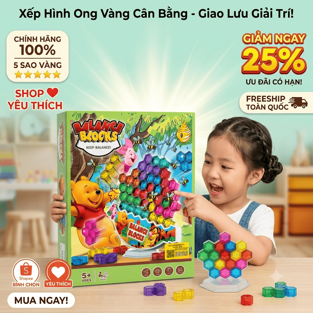 Trò Chơi Cân Bằng Tổ Ong Xếp Khối Cho Bé Đồ Chơi Trí Tuệ Phát Triển Tư Duy Giáo Dục