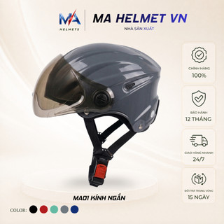 Mũ Bảo Hiểm Nửa Đầu 1/2 Có Kính Ngắn MA01 MA HELMETS – Kính Chắn Gió Che Mặt Chống Bụi Đi Mưa