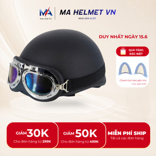 Mũ bảo hiểm nửa đầu 1/2 trơn MA HELMETS – Mũ nhẹ thoải mái đi làm đi học hằng ngày