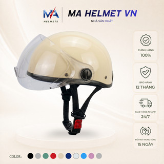 Mũ Bảo Hiểm Nửa Đầu Có Kính Haly MA HELMETS – Kính Ngắn Chắn Gió Chống Bụi, Nhiều Màu