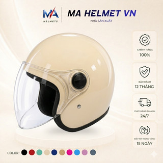 Mũ Bảo Hiểm 3/4 Có Kính Chắn Gió 818 MA HELMETS – Kính Dài Che Mặt Chống Bụi Đi Mưa Đi Phượt