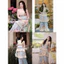 Đầm 2 dây ZMM xanh xoè tầng đan dây lưng