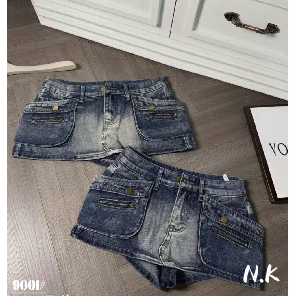 🥭Chân váy jeans túi hộp pha khoá siu chất fom đẹp xuất sắc lunn hàng QC loại 1 hot hit e về 2 màu sll @All