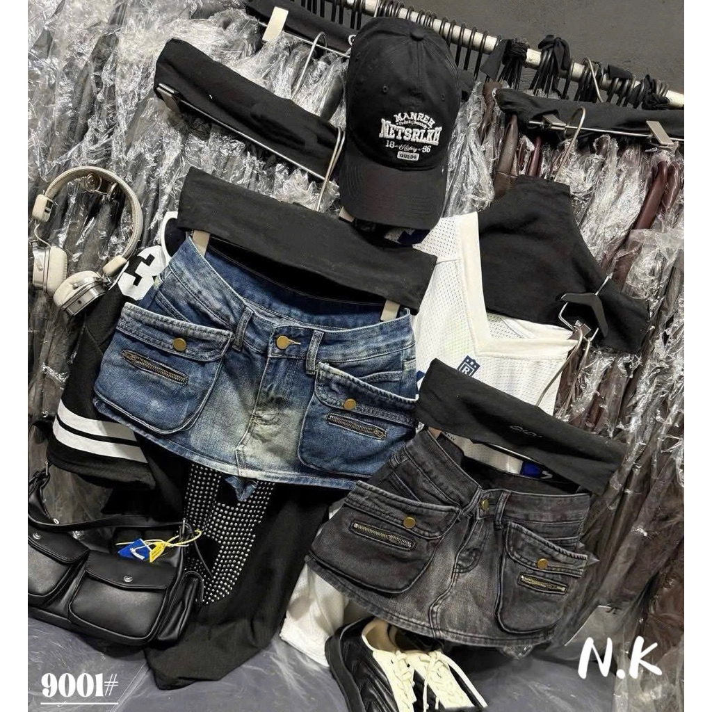 🥭Chân váy jeans túi hộp pha khoá siu chất fom đẹp xuất sắc lunn hàng QC loại 1 hot hit e về 2 màu sll @All