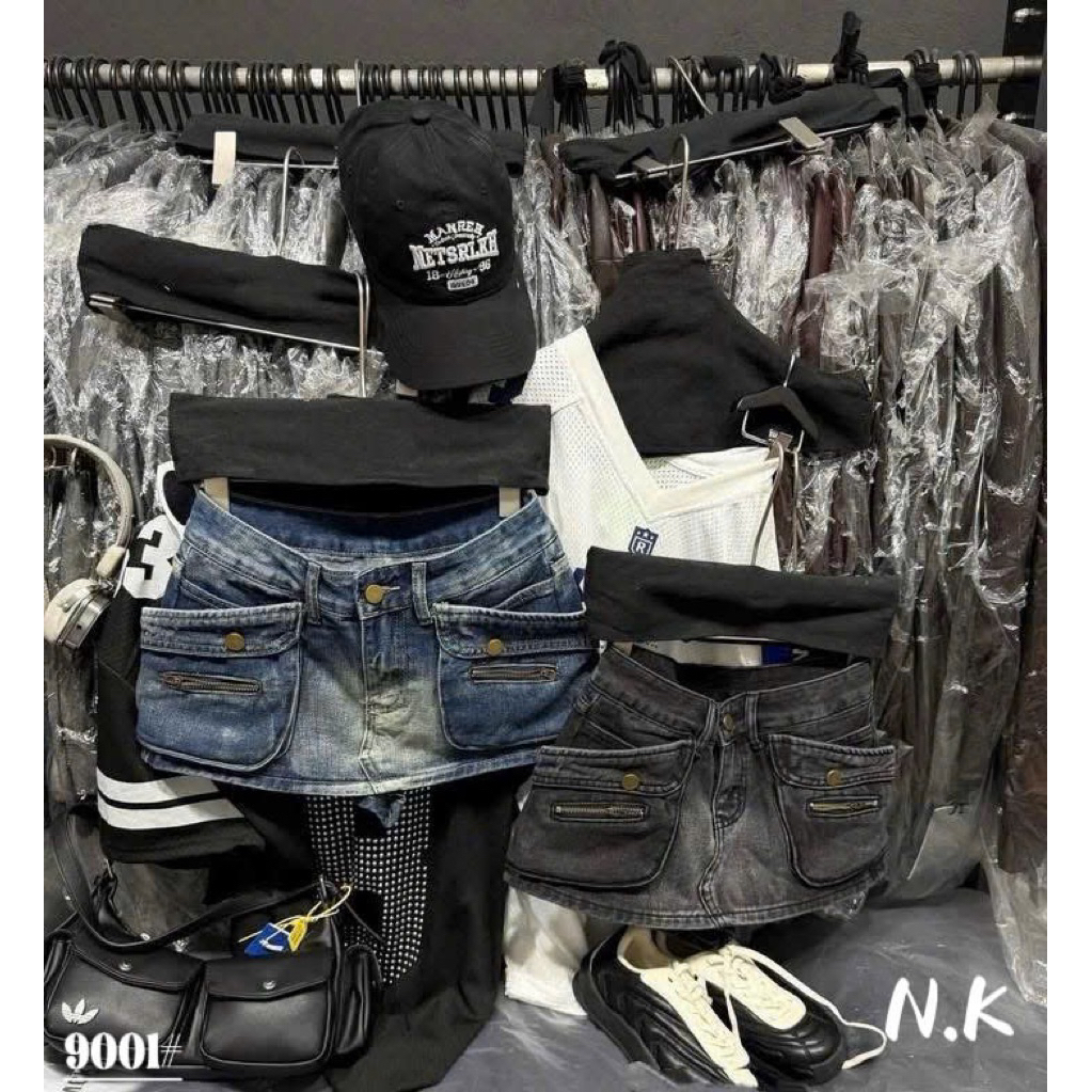 🥭Chân váy jeans túi hộp pha khoá siu chất fom đẹp xuất sắc lunn hàng QC loại 1 hot hit e về 2 màu sll @All