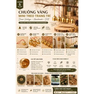 CHUÔNG ĐỒNG MINI TREO TRANG TRÍ | COMBO 5 CÁI | CHUÔNG DECOR NHẸ NHÀNG | PHỤ KIỆN NHÀ CỬA | DIY