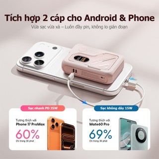 【CCC+Qi】Handin Pin Sạc Dự Phòng 30000mAh 22.5W | 35W 5 Trong 1 Sạc Không Dây Tích Hợp 2 Dây Type-C + Đầu L Giá Đỡ Điện