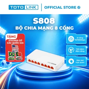 Bộ chia mạng Switch 8 cổng 10/100Mpbs TOTOLINK S808_V5 cho PC Laptop giá rẻ dễ cài đặt