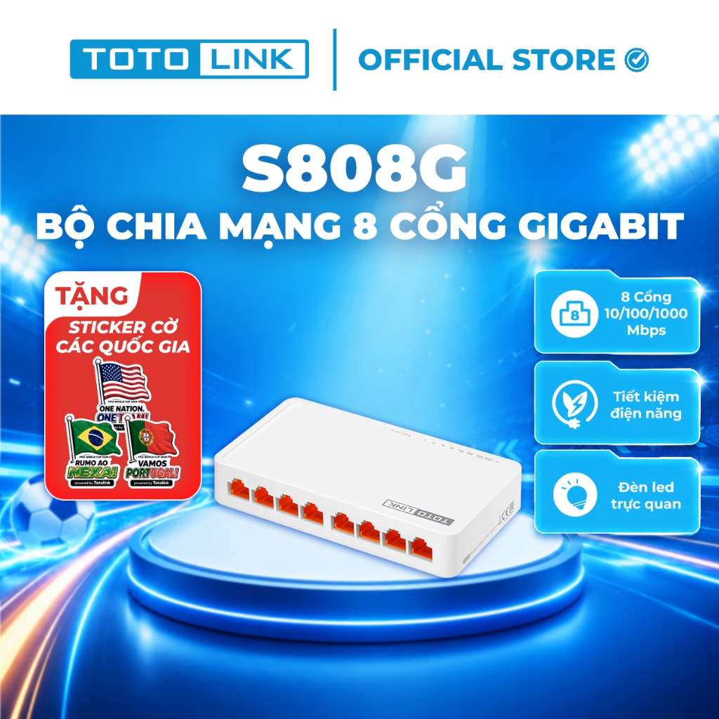 [Hoả Tốc] Bộ chia mạng Switch 8 cổng Gigabit TOTOLINK S808G V3 cho PC Laptop dễ sử dụng