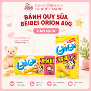 Bánh Quy Sữa Beibei Orion 80g Hàn Quốc. Cho Bé Từ 2 Tuổi, Bánh Sữa Non Tan Nhanh