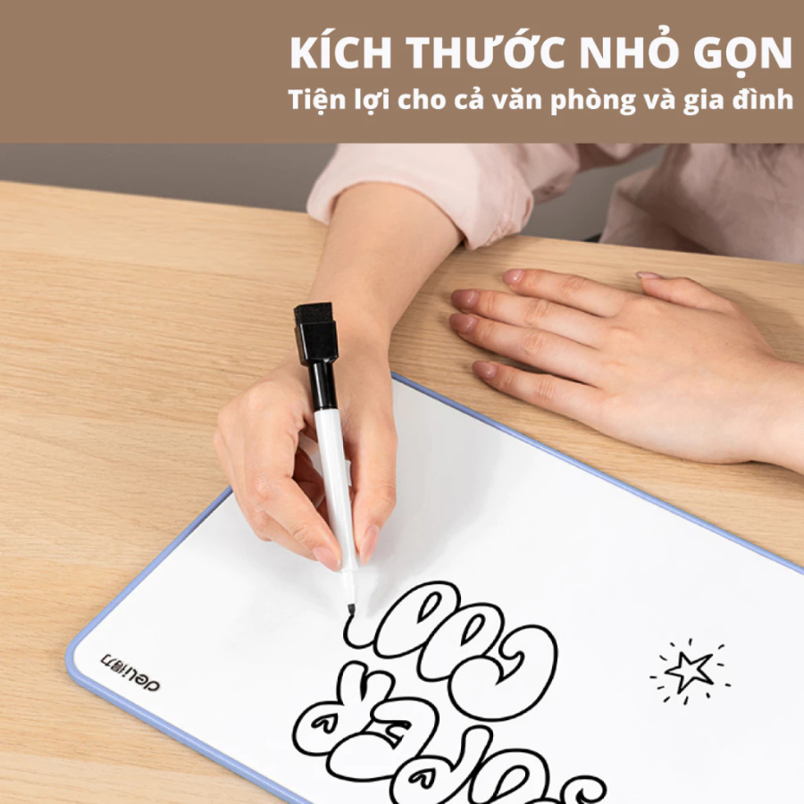 Bảng từ trắng mini Lalala Baby bảng mini cầm tay có thể viết 2 dặt hút nam châm kích thước A4