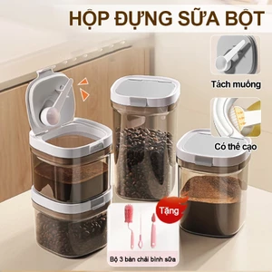 Hộp Sữa Bột Nắp Từ Tính Chống Ẩm - Muỗng Hút Từ Tính, Mở Nắp Bằng Một Tay, Kiểm Soát Liều Lượng Chính Xác