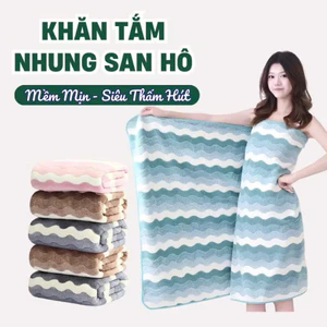 Set 2 khăn (khăn tắm + Khăn mặt) san hô thấm hút tốt