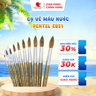Cọ vẽ màu nước Pentel ZBS1 lông mềm đa kích cỡ 0–20 dùng cho cọ nét và cọ tô màu