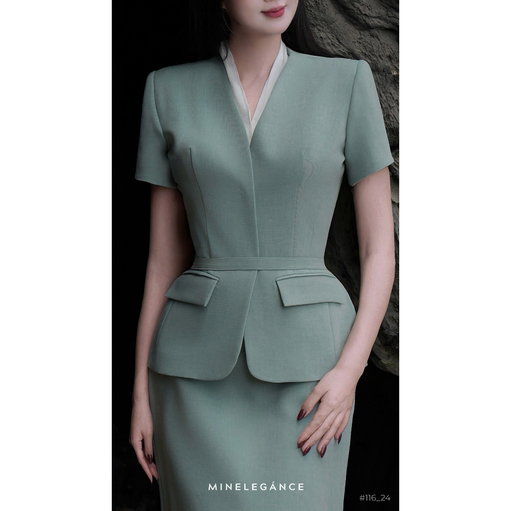 MINELEGÁNCE - SET VEST ÁO & CHÂN VÁY BÚT CHÌ THANH LỊCH, SANG TRỌNG - MIN116
