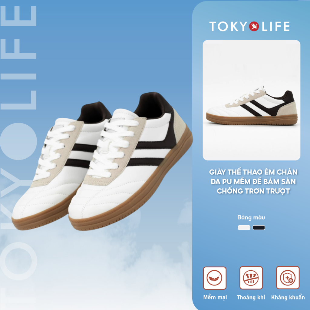 Giày thể thao nam TOKYOLIFE êm chân cao cấp da PU mềm đế bám sàn chống trơn trượt 40005787