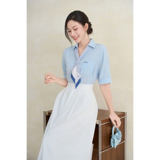 Áo Kiểu Nữ Sơ Mi LAMER FASHION Công Sở Ngắn Tay Dáng Suông Phối Khăn Liền H61H24H002