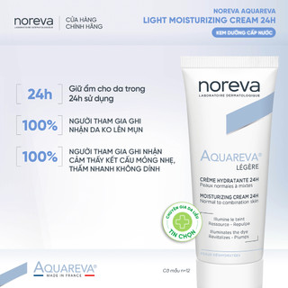 Kem cấp nước giúp da mềm mại AQUAREVA  LIGHT MOISTURIZING CREAM 24H 40ML