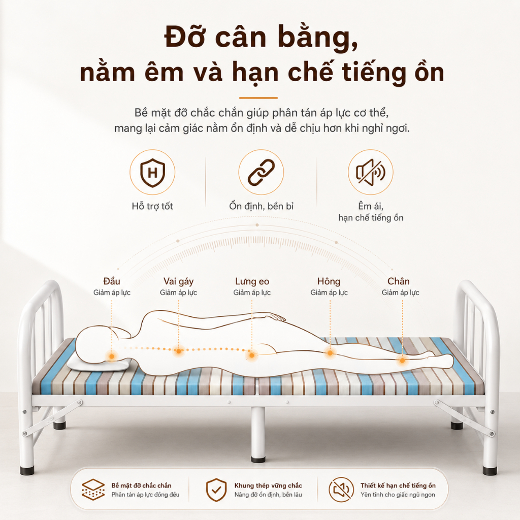 Sẵn hàng Giường gấp gọn thông minh CONOCO khung thép chắc chắn  không cần lắp ráp