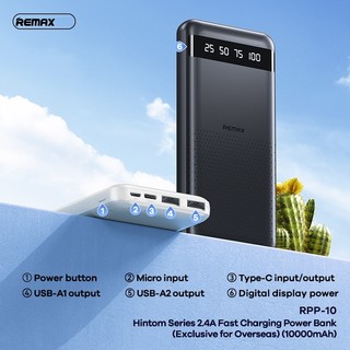 Sạc Dự Phòng Remax RPP-10 10000mAh sạc cùng lúc 3 thiết, có typeC in / out