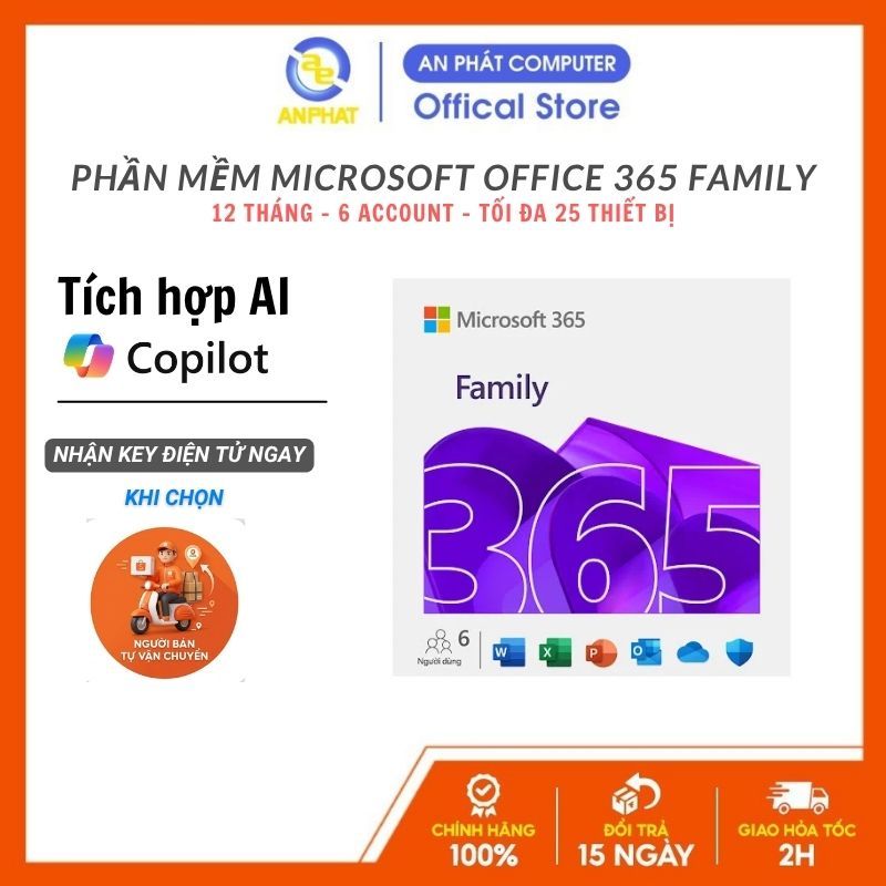 Phần mềm Microsoft Office 365 Family |12 tháng | tối đa 6 người |5 ...
