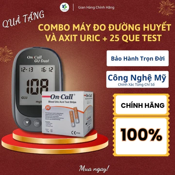 COMBO Máy Đo Acid Uric Và Đường Huyết + 25 Que Test, Máy Test Acid Uric Tại Nhà, Bảo Hành Trọn Đời