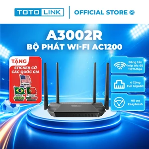 Bộ phát Wi-Fi TOTOLINK A3002R - Router Wi-Fi 5 băng tần kép chuẩn AC 1200Mbps