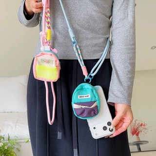 【Chamvn】Dây đeo điện thoại có túi dài kiểu đeo chéo kèm phụ kiện trang trí cổ thiết kế unisex có thể tháo rời
