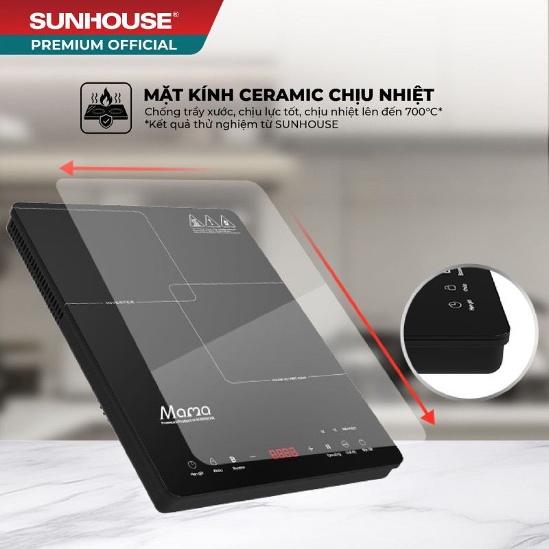 Bếp từ đơn cảm ứng Sunhouse Mama SHD6888 - Chế độ nấu chậm Inverter - Booster - nấu nhanh