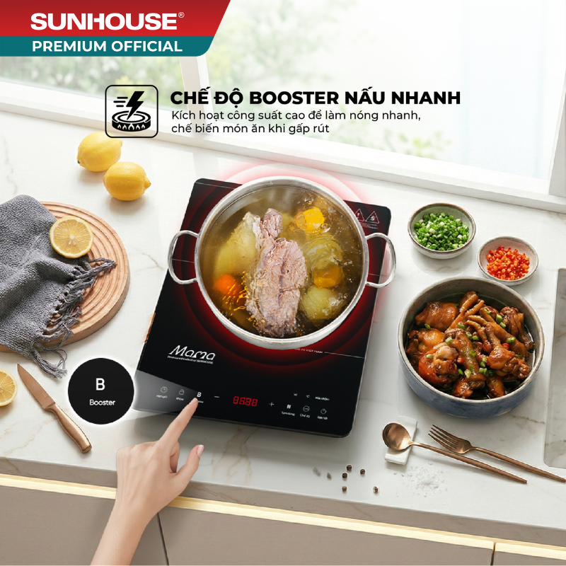 Bếp từ đơn cảm ứng Sunhouse Mama SHD6888 - Chế độ nấu chậm Inverter - Booster - nấu nhanh