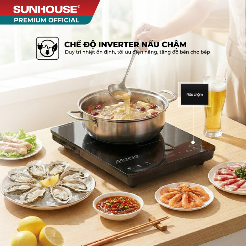 Bếp từ đơn cảm ứng Sunhouse Mama SHD6888 - Chế độ nấu chậm Inverter - Booster - nấu nhanh