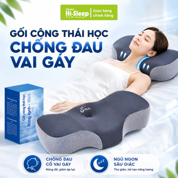 Gối Công Thái Học Chống Đau Vai Gáy HI-SLEEP, Gối Ngủ Công Thái Học Đúng Tư Thế Ngủ Dậy Không Mỏi Cổ
