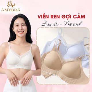 [ AMYBRA BST MỚI ] Áo Ngực Nữ Su Đúc Phối Ren Không Gọng, Áo Lót Nữ Dây Đôi Thời Trang Mút Mỏng Nâng Đỡ V1 AMYBRA A2606
