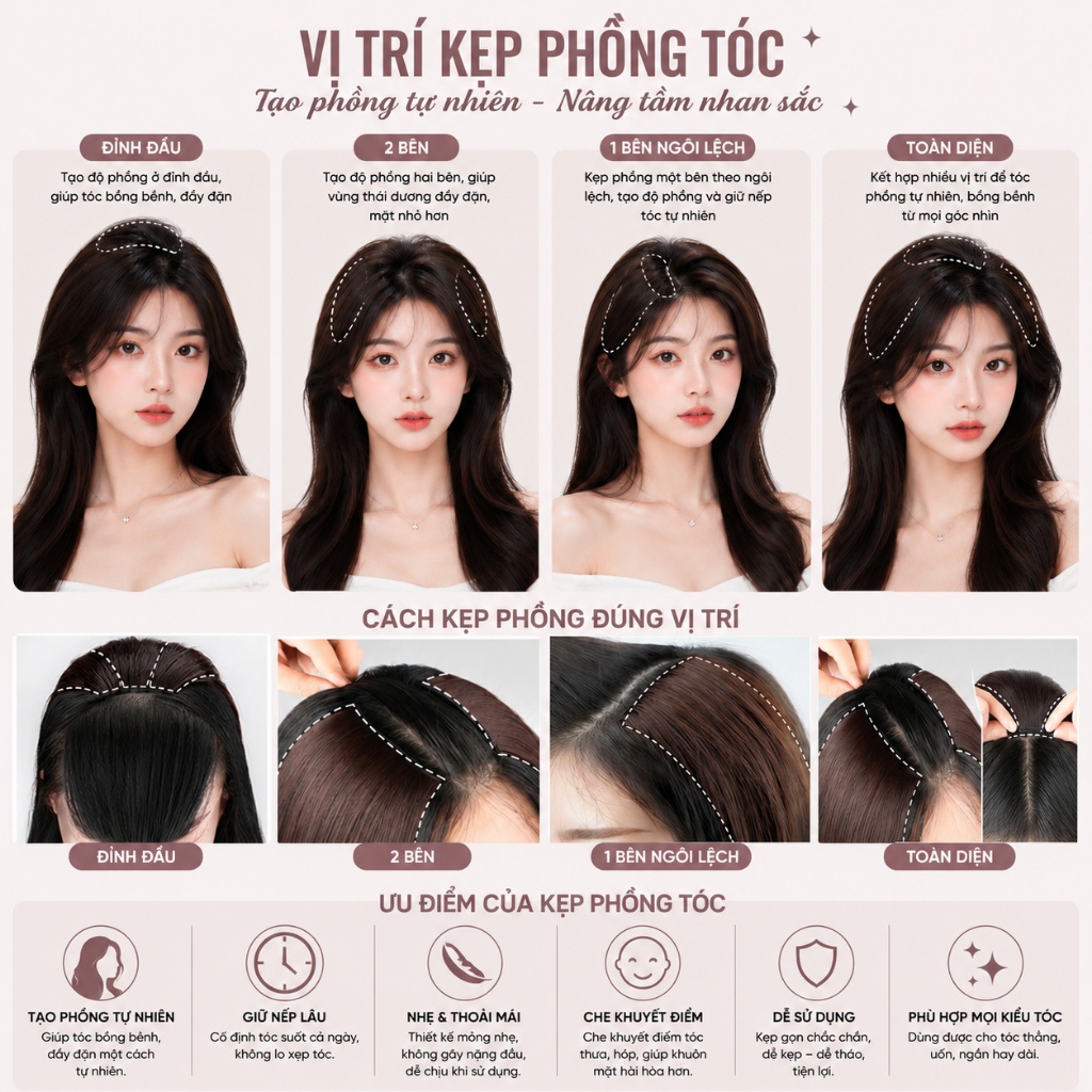 [HÀNG SIÊU CẤP] KẸP PHÍM PHỒNG TÓC GIẢ LÀM DÀY TÓC SIÊU TỰ NHIÊN
