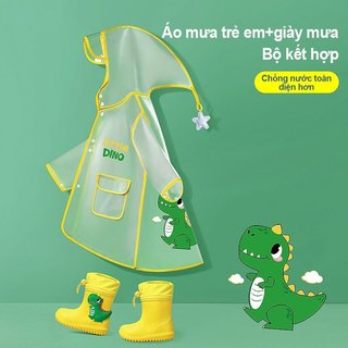 Áo mưa trẻ em EVA dày chống nước, họa tiết khủng long dễ thương