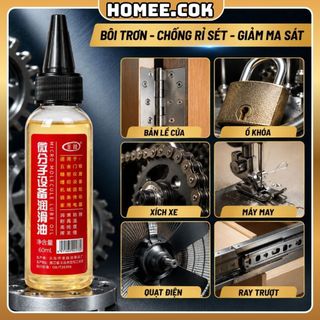 Homee.cok Dầu Bôi Trơn Đa Năng 60ml - Dầu Chống Rỉ Sét, Tra Ổ Khóa, Bản Lề Cửa, Xích Xe, Ray Trượt, Máy May