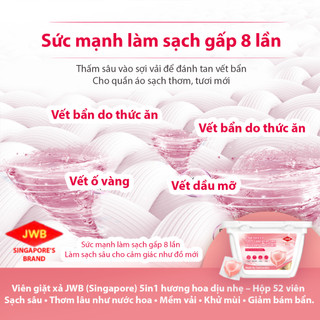 [MUA 2 Tặng 1] Viên Giặt Xả 5in1 JWB  52 viên – Chuẩn Singapore Hương nước hoa cao cấp Lưu Hương 72H