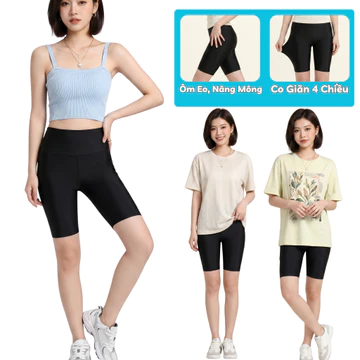 Legging Đùi Nữ Cạp Cao Vải Thun Dày Dặn Co Giãn Chống Xù Madela, Quần Legging Lửng Nữ Nâng Mông Ôm Body