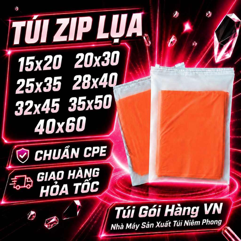Túi ZIP lụa mờ cao cấp CPE - Nâng tầm sản phẩm - Giá đã bao gồm VAT - Túi Gói Hàng VN