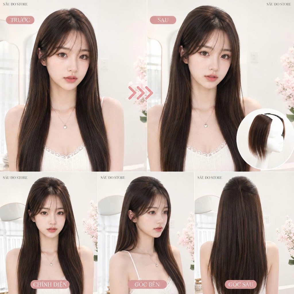 [ƯU ĐÃI LỚN] TÓC GIẢ KẸP LÀM PHỒNG CHÂN TÓC TỰ NHIÊN DỄ DÙNG BỀN ĐẸP