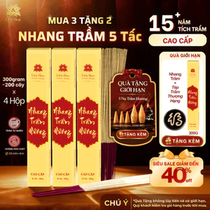 Nhang Trầm Hương Cao Cấp 49cm Liên Hoa 300g [Mua 3 Tặng 2] – Nhang Cây 5 Tấc Ít Khói, Thơm Ấm Dịu