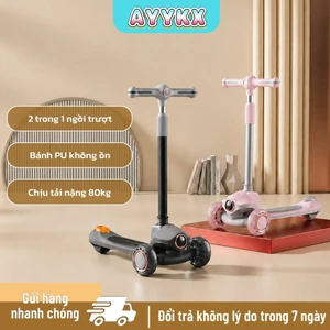 Xe trượt trẻ em 2 trong 1 AYYKX, chịu tải tối đa 80kg, bánh PU chạy êm, tích hợp đèn LED và nhạc bảo vệ an toàn mỗi chuy