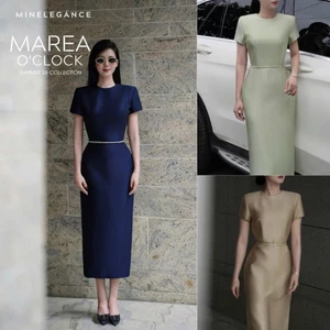 MINELEGÁNCE | VÁY CỔ TRÒN ĐAI ĐÁ DÁNG DÀI, SANG TRỌNG, THANH LỊCH - MIN103