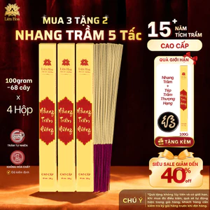Nhang Trầm Hương Cao Cấp 49cm Liên Hoa 100g [Mua 3 Tặng 2] – Nhang Cây 5 Tấc Ít Khói, Thơm Ấm Dịu