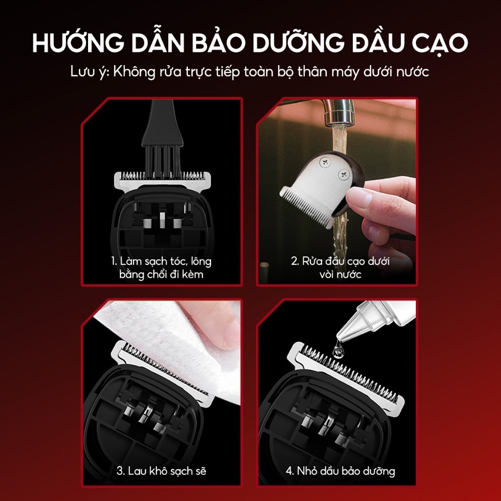 Tông đơ cắt tóc Enchen Beardo 2, lưỡi thép không gỉ, tặng 4 cử tạo kiểu - Cắt Tóc Tại Nhà Dễ Dàng