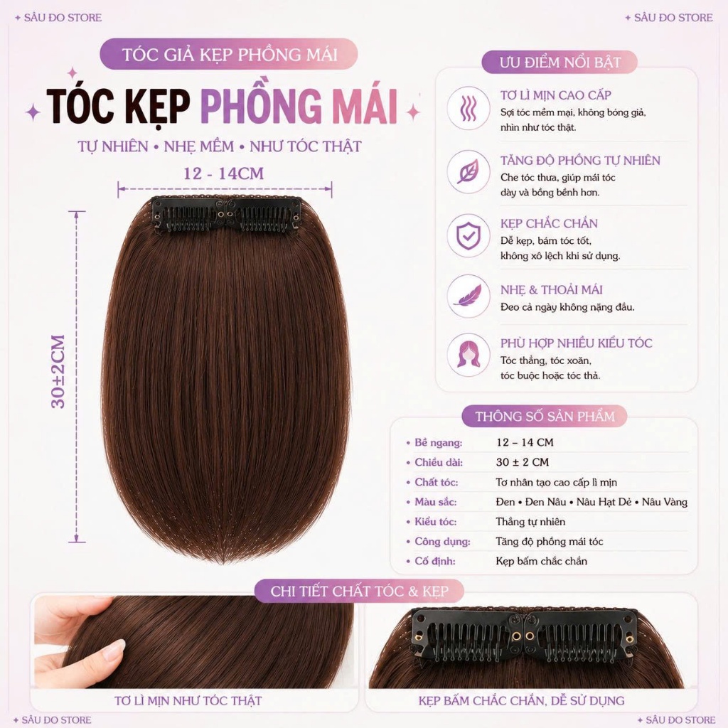 [GIÁ ƯU ĐÃI] TÓC GIẢ KẸP PHỒNG MÁI LÀM DÀY PHỦ THƯA SIÊU TỰ NHIÊN HÀNG CAO CẤP